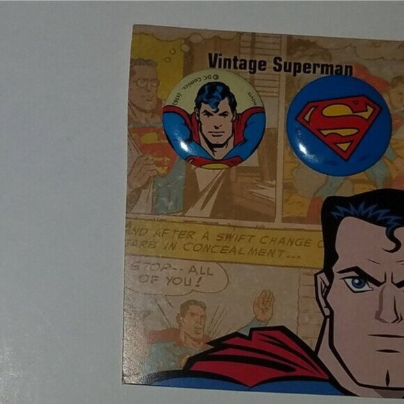 4 Small Superman Pins 2 Vintage Look 2 Modern DC Superhero Pinback Lot Cartoon - Picture 2 of 6